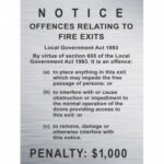 Sign - Offences to Fire Exits Penalty: $1000 - 210 x 300mm